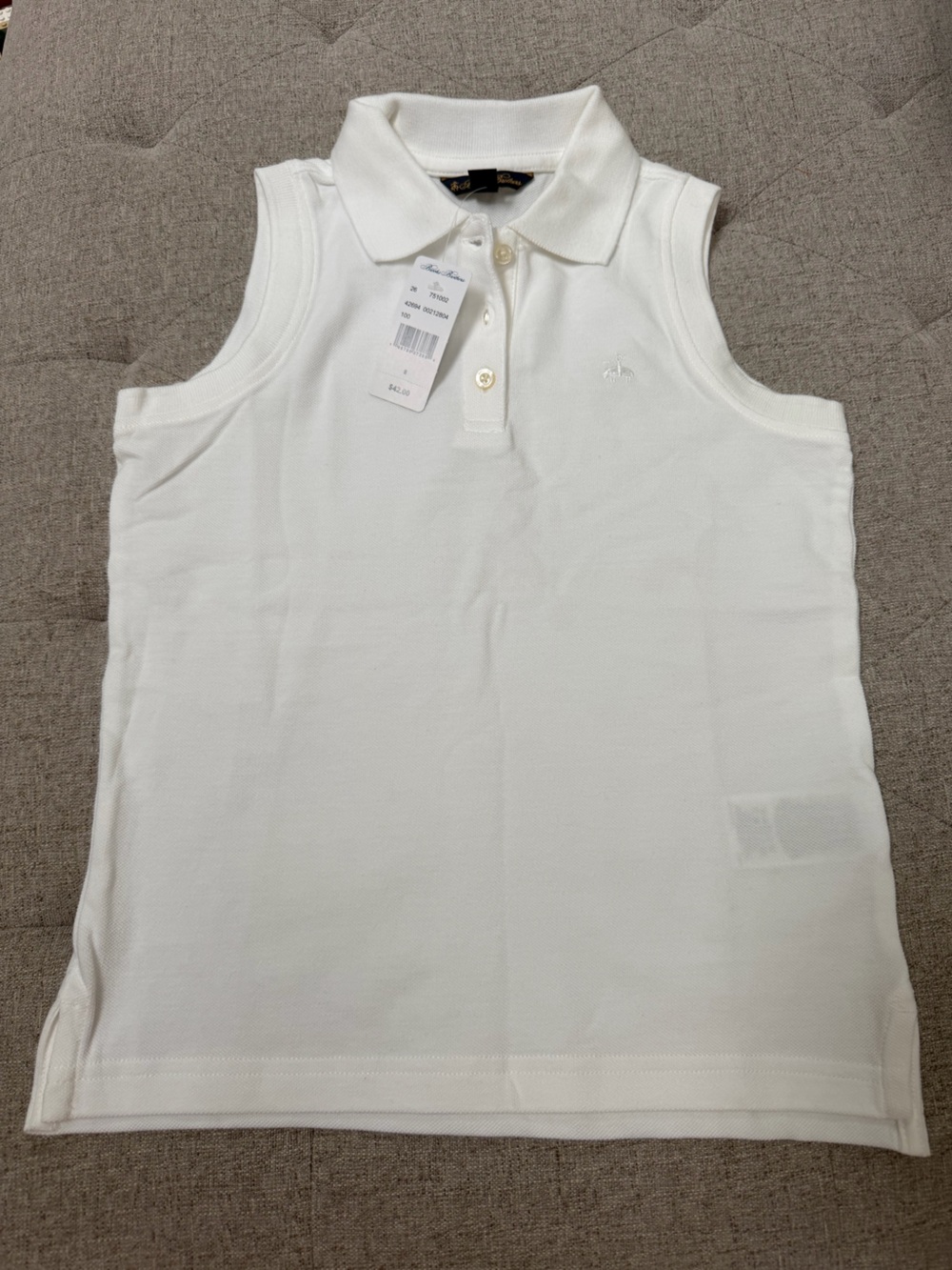 NWT BROOKS BROTHERS SLEEVELESS
POLO TENNIS SHIRT GIRLS GOLF SHIRT WHITE SIZE 8